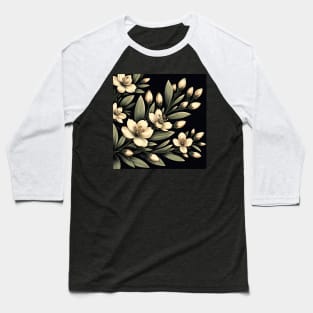 Olive Floral Illustration Baseball T-Shirt